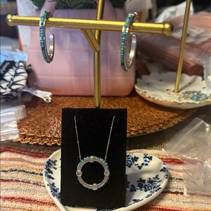Brighton Silver and Turquoise Earrings and necklace set